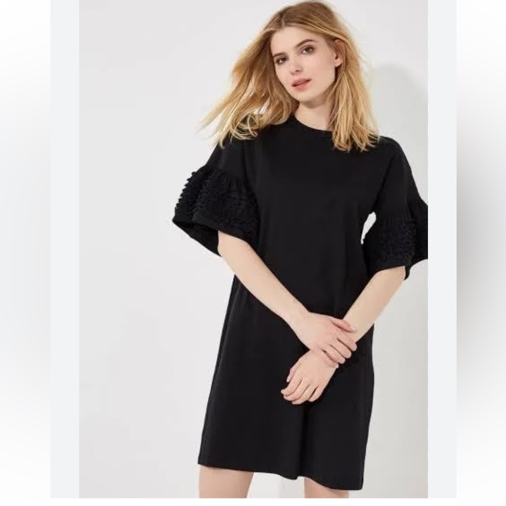 See By Chloe Black T-Shirt Dress with Bell Sleeves